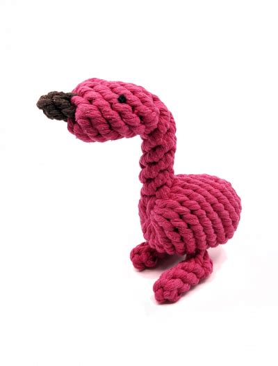 Dog Chew Toy Pink Rope Flamingo