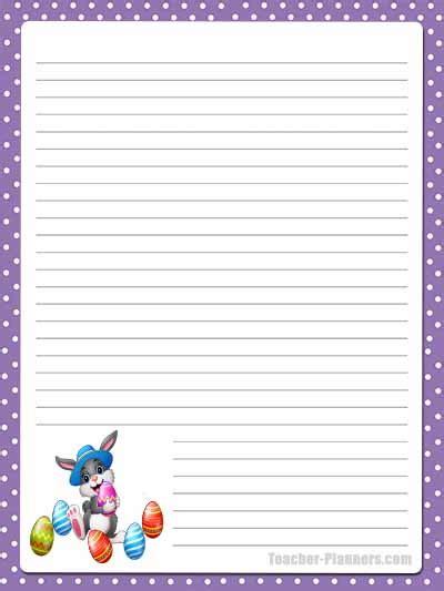 Cute Easter Bunny Stationery Free And Printable Line Paper For Publishing