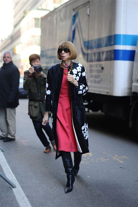 Anna Wintour Dressed A Pretty Sheath And Statement Coat With