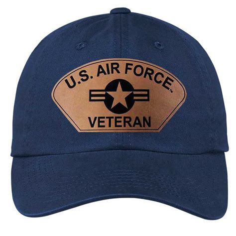 Us Air Force Veteran Hat With Custom Leather Patch Vintage Blue Hats