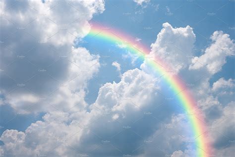 Rainbow And Sky Background Background Stock Photos Creative Market