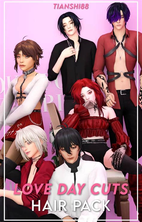 LOVE DAY CUTS: HAIR PACK | TIANSHI on Patreon Sims 4 Body Mods, Sims