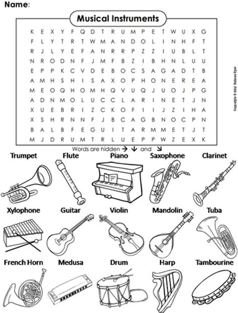 14 Cool Music Word Search Puzzles Kittybabylovecom Music Word Search