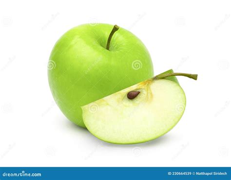 Green Apple Fruit And Slices Isolated On White Background Fresh Green