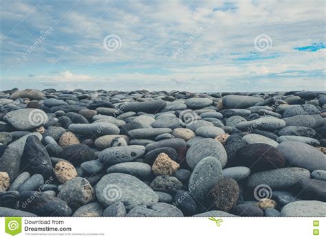 Pebble Stones Rocks And Blue Sky Horizon Stock Photo Image Of Filter