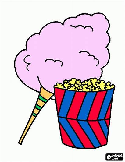 Popcorn Clipart Candy Cotton Machine Coloring Colouring