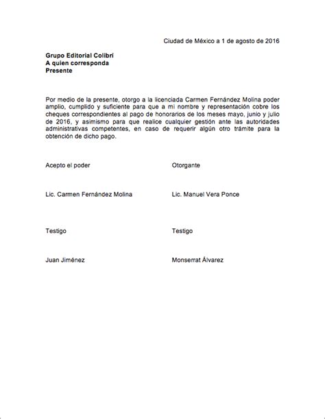 Carta de poder simple word doc pdf para imprimir mexico. Modelo De Carta Poder Simple Para Tramites Administrativos ...