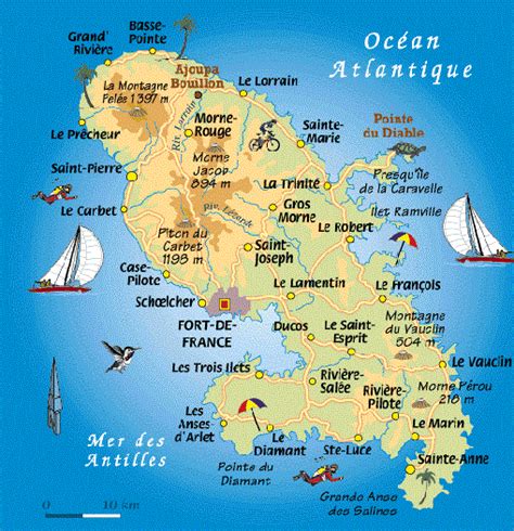 Map Of Martinique Island And Its Beaches Carte Martinique Martinique