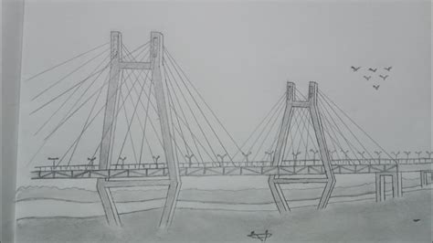 How To Draw Cable Stayed Bridge Youtube