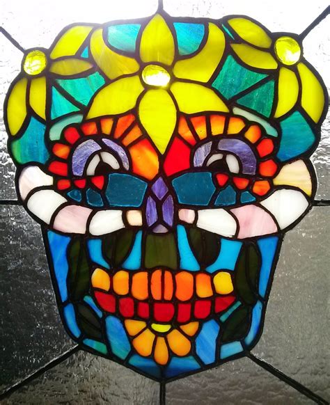 Day Of The Dead Stained Glass Panel Día De Los Muertos