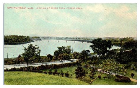 Early 1900s Looking Up The River From Forest Park Springfield Ma