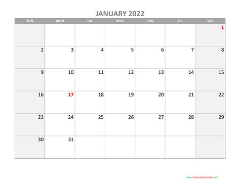 January Calendar 2022 With Holidays Calendar Quickly