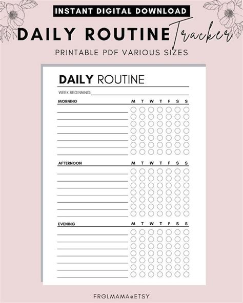 Daily Routine Planner Printable Routine Checklist Morning Etsy