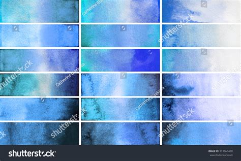 Blue Watercolor Gradient Rectangles Design Elements Isolated On White