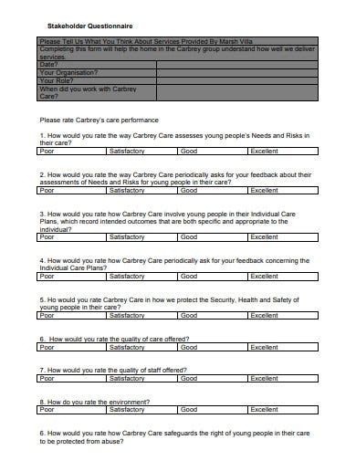 22 Stakeholder Questionnaire Templates In Pdf Ms Word Ms Excel