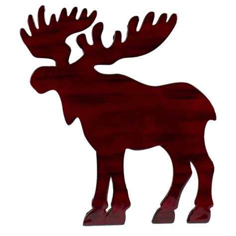 105 Red Stained Standing Moose Christmas Tabletop Decor
