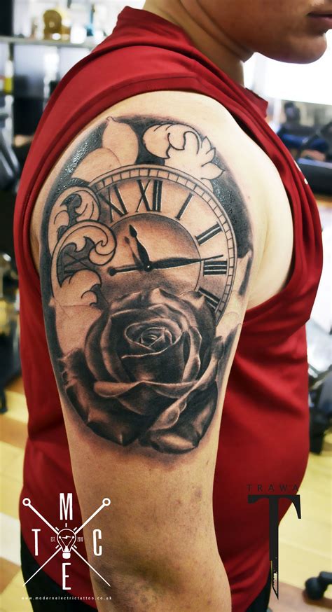 ♡ instant download tattoo design | clock and roses design to download, print and get tattooed by your tattoo artist. pocket watch rose tattoo clock rose tattoo | Clock tattoo ...