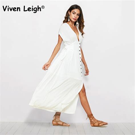 Viven Leigh Women Pure White Cotton Beach Dress Summer Fit And Flare
