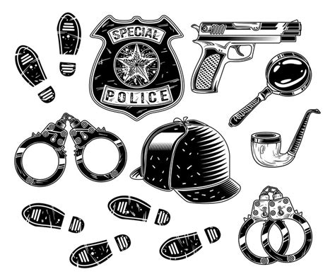 Premium Vector | Set of detective's tools