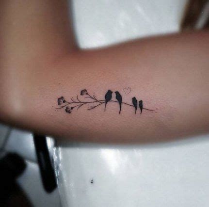 Family Birds On A Branch Tattoo / Retro small bird forearm traditional