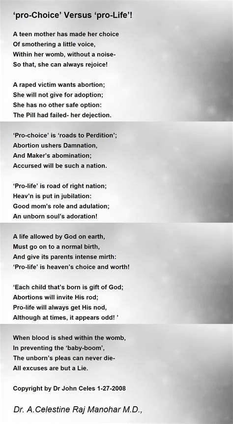 ‘pro Choice Versus ‘pro Life ‘pro Choice Versus ‘pro Life Poem