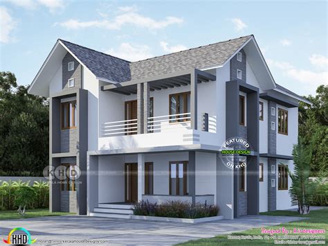 2510 Sq Ft 4 Bedroom Sloped Roof Home Design Kerala Home Design And