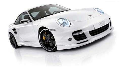 White Porsche Sports Car On A White Background Wallpapers