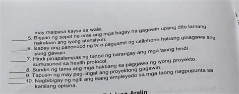 Lagyan Ng Tsek Ang Bilang Ng Pangungusap Kung Ito Ay Nagsasabi Ng De