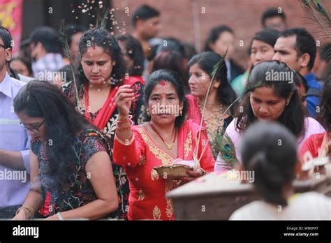 Kathmandu Nepal 23 Aug 2019nepalese Hindu Devotees Celebrate