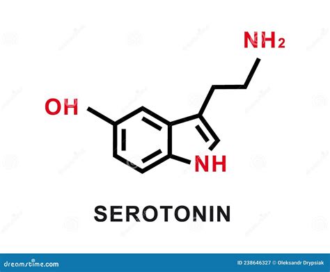 Fórmula Química De Serotonina Estructura Molecular Química De Serotonina Ilustración Vectorial