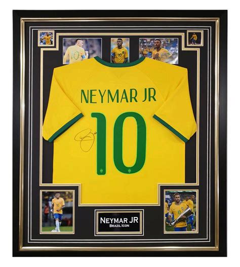 Signed Neymar Jr Jersey Shirt Framed Brazil Football Icon Firma Stella