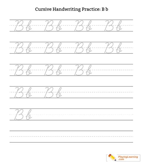 Cursive Handwriting Practice Letter B Free Cursive Handwriting