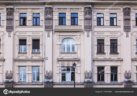 Vintage Architecture Classical Facade Building Richly Decorated Architectural Details Art Stock