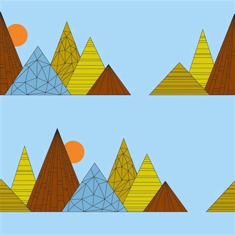 Premium Vector Geometric Mountain Landscape Seamless Pattern Of