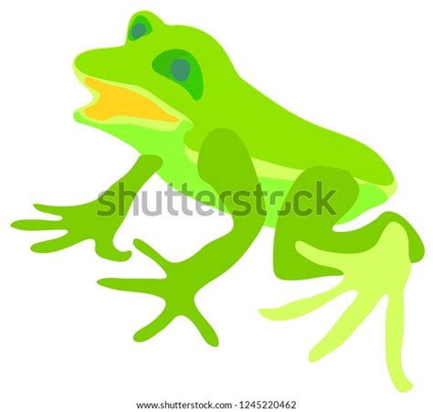 Green Sitting Frog Open Mouth Vector Stock Vector Royalty Free