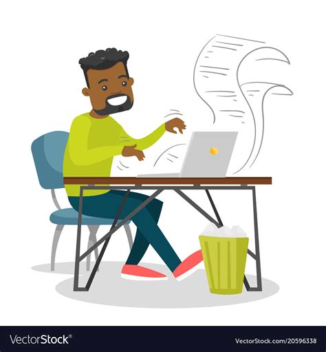 Young African American Man Typing On A Laptop Vector Image