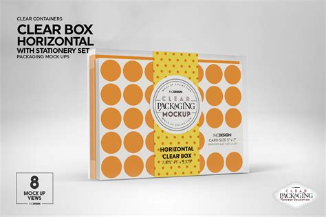Download Clear Horizontal Box with Stationery Set Mockup By INC ...