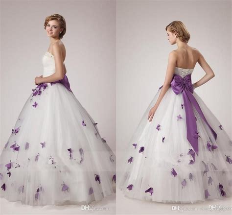 Discountwhite And Purple Wedding Dresses 2018 Unique A Line Strapless