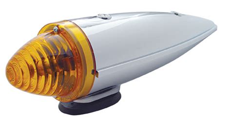 Chrome Plastic Torpedo Incandescent Cab Light Amber 30517