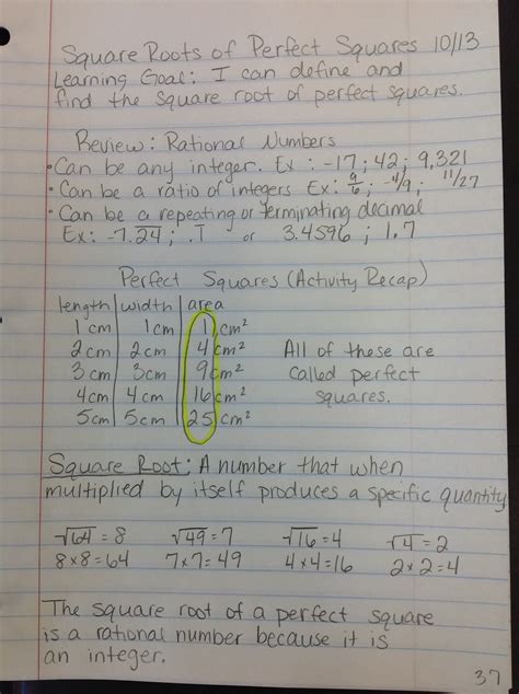 Square Roots of Perfect Squares - Mrs. Whitehead's Math