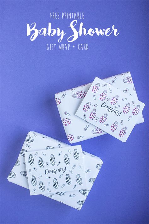 Free printable baby shower invitation with lot of toys. Free Printable Baby Shower Gift Wrap + Card - Lacee SwanLacee Swan