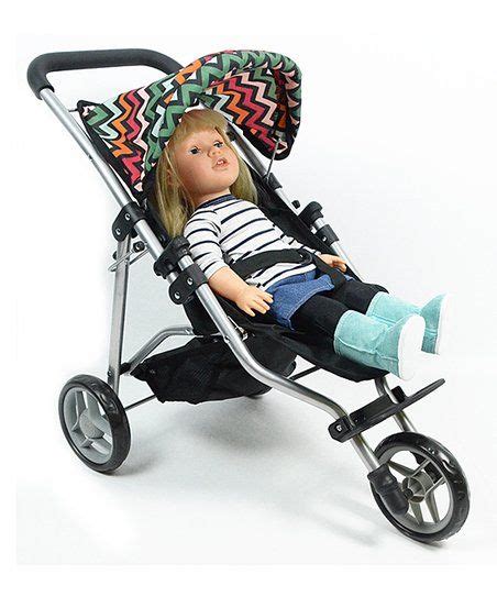 The New York Doll Collection Black And Chevron Jogging Stroller For 18