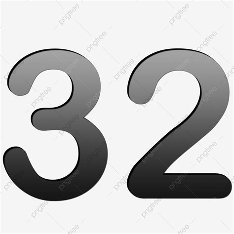 The Number 32 Hd Transparent 32 Black Number Vector Art Clipping Path