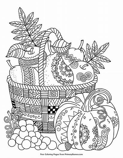 Coloring Printable Fall Pages Thanksgiving Zentangle Apples