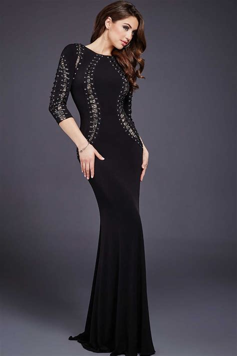 Black Long Sleeves Fitted Dress 31857 Jovani Evening Dress Long