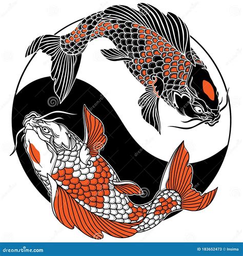 Yin Yang Koi Carp Fish Sumi E Style And Ink Watercolor Painting