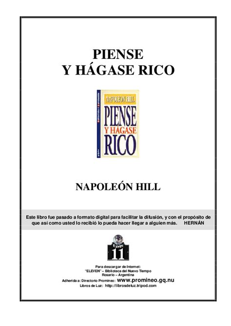 Descargar libro en formato pdf, epub o mobi. (PDF) PIENSE Y HÁGASE RICO NAPOLEÓN HILL | Alexis Mauricio ...
