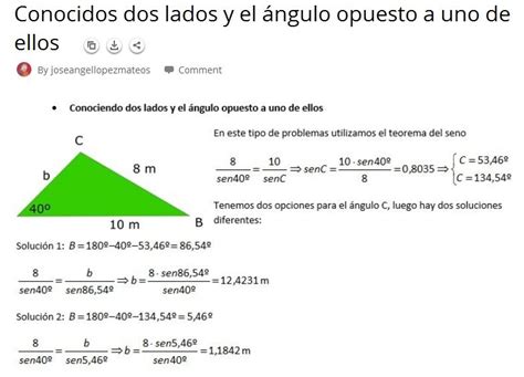 Resolución De Triángulos Conociendo Dos Lados Y El ángulo Opuesto