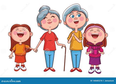 Grandmothers And Grandchildren Stock Vector Illustration Of Pensioner