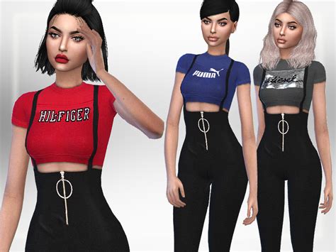 Female Suspender Outfit Collection The Sims 4 P1 Sims4 Clove Share
